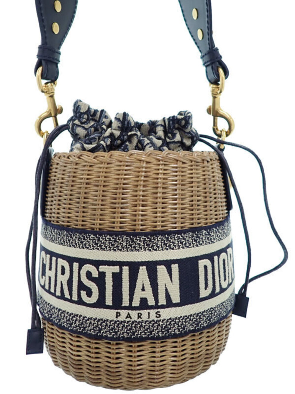 Christian Dior Oblique Wicker Bucket Bag Shoulder